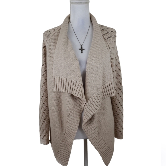 NYDJ Chunky Open Front Cardigan Sweater Womens Size XS Wool Blend Beige. - Picture 5 of 11